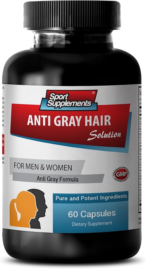 Elimineer grijs haar - anti grijs haar natuurlijke formule voor mannen en vrouwen - Biotin supplement - anti grijs haar supplement, plantaardige grijze haar omkeren, omgekeerde grijze haar Darkening supplement, 1B 60 Caps