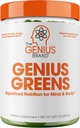 The Genius Brand Genius Greens - Greens Powder for Healthy Mind & Immunity Support - Biologische groenten, bosbessen & Lion's Mane - Handige drankmix - Aangename smaak - 20 porties