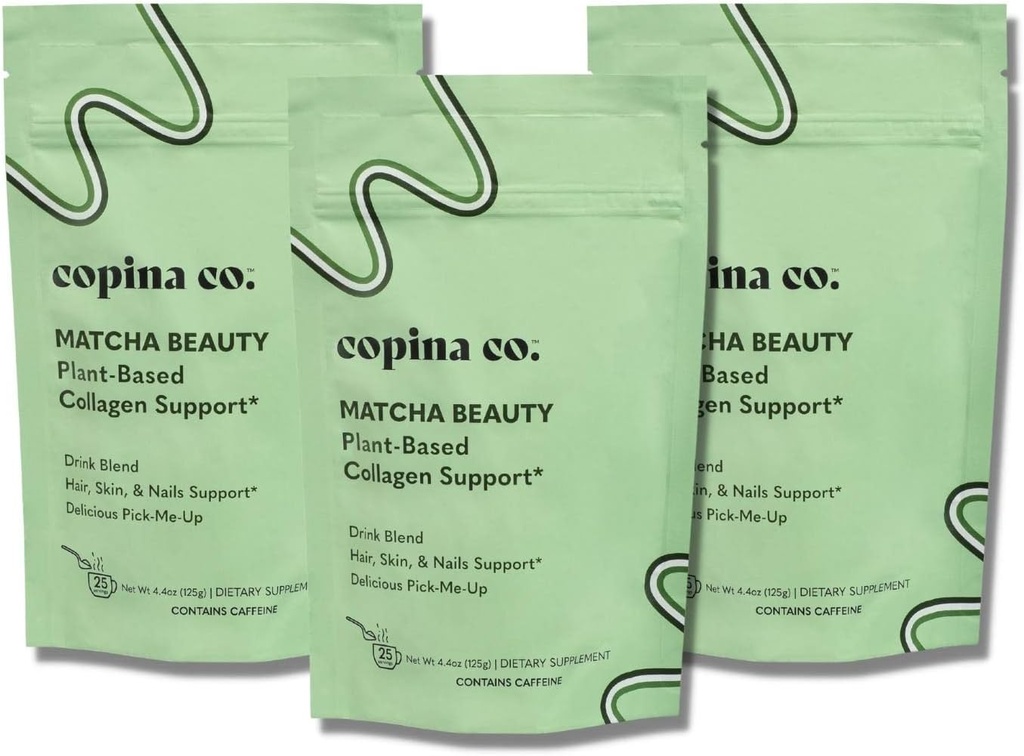 Copina Co. Matcha Beauty Vegan Collagen Booster Drink Blend: Plant Based Collageen Support Smoothie Drink Vegan Creamy Blend 