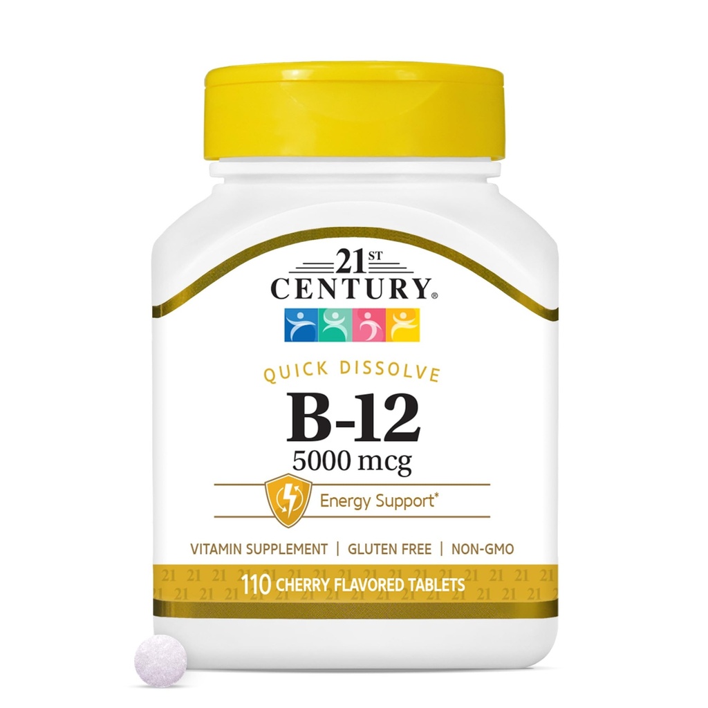 21st Century B-12 5000 mcg, 110 Cherry Flavored Sublingual Tablets, 110 Tellen