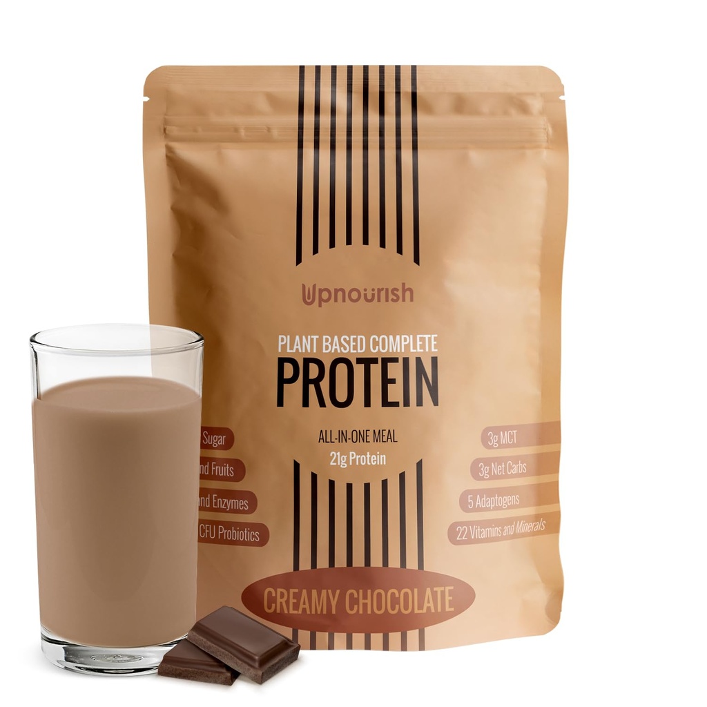 UpNourish Chocolate Vegan Protein Powder 54 Superfoods Powder,1,5 miljard CFU Probiotics 21g Plant Based Protein,Geen suiker Geen zuivel Geen GGO Dairy Free, Maaltijd Vervangingsshake Keto-Vriendelijk Low-Carb Diet,15 Serves