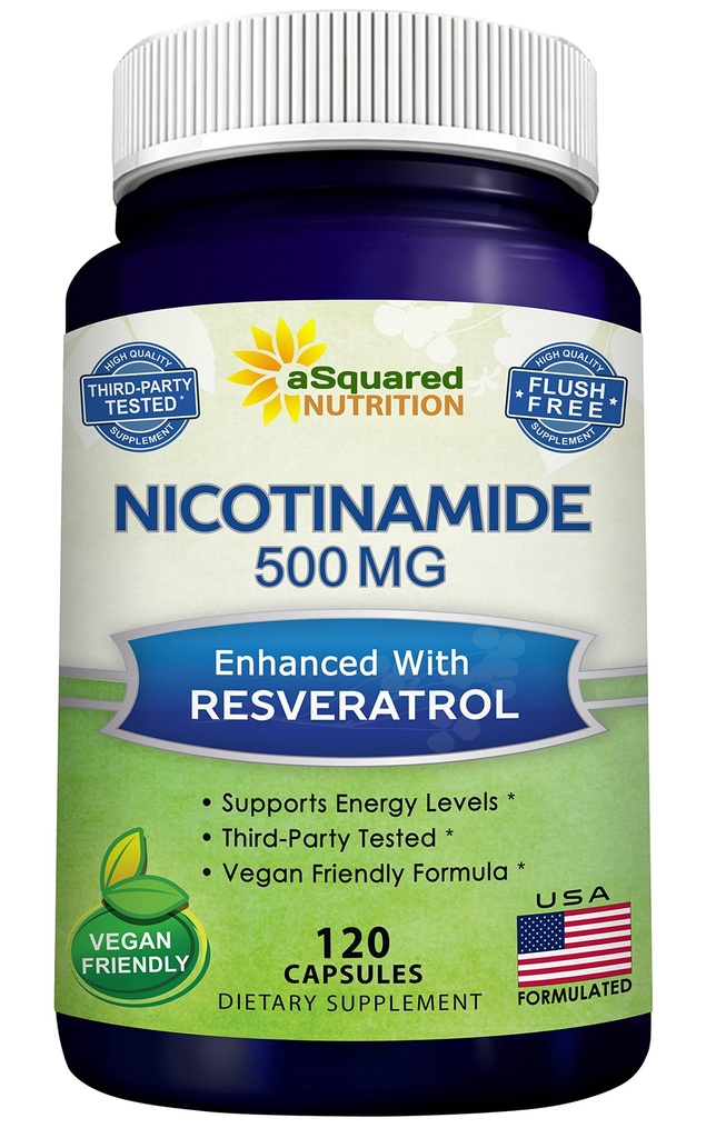 Nicotinamide with Resveratrol - 120 Capsules - Vitamin B3 500mg Supplement