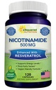 aSquared Nutrition Nicotinamide met Resveratrol - 120 Veggie Capsules - Vitamine B3 500 mg (Niacinamide Flush Free) - Supplement Pillen ter ondersteuning van NAD, huidcelgezondheid en energie