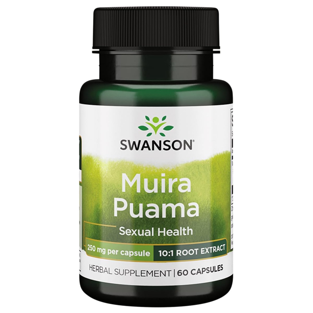 Swanson Muira Puama 10:1 Extract 250 mg, 60 Capsules | Traditionally Used as a Sexual Tonic for Men and Women, a Brazilian Favorite for Enhancing Virility and Performance
