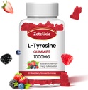 L Tyrosine Gummies 1000mg,L-Theanine supplement Gummy 200mg, Sugar Free L-Tyrosine met vitamine B6 energiesupplementen voor volwassenen en kinderen - Vegan(60 telling)