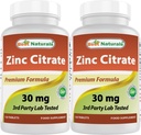 Meilleurs suppléments naturels de zinc 30mg (comme citrate de zinc) - zinc Vitamines pour adultes Imune Support - 120 comprimés (120 Compte (paquet de 2))