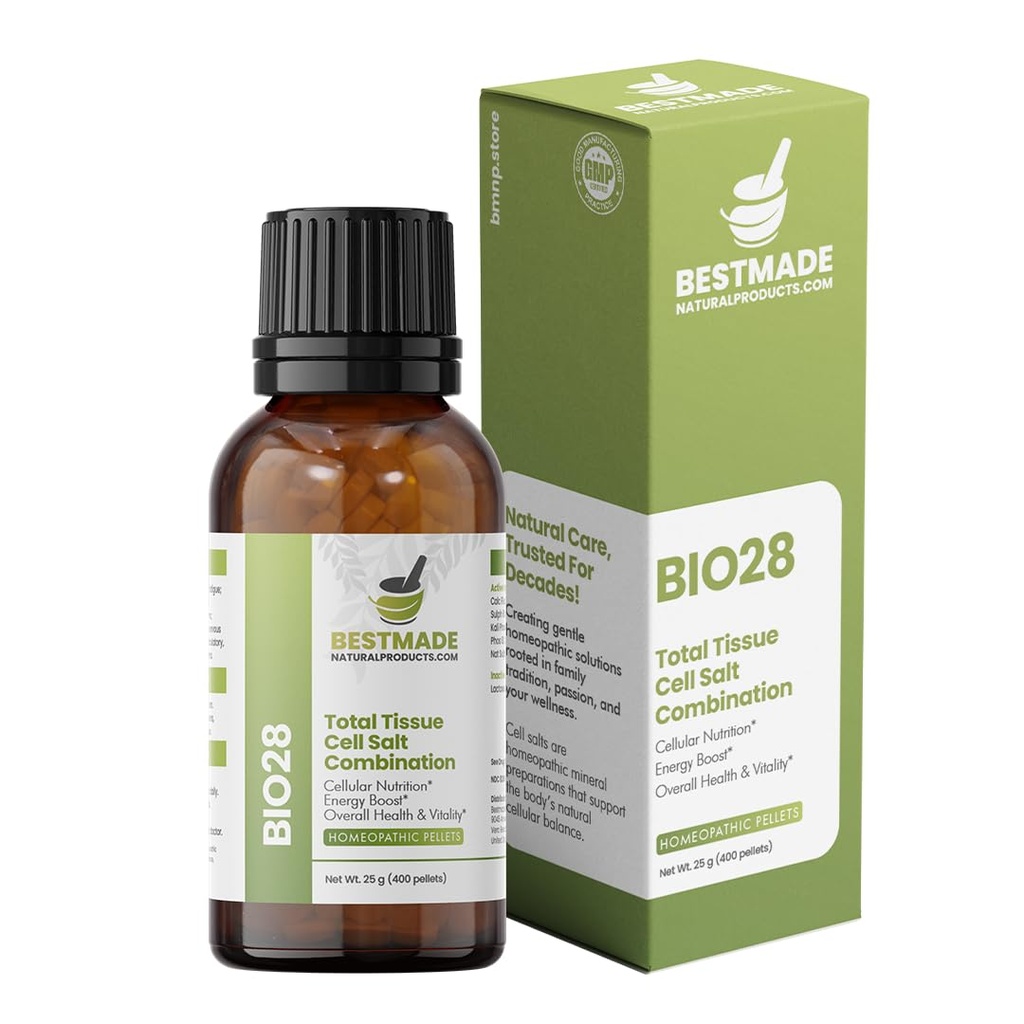 Bestmade Total Tissue Cell Salt Mineral Combinatie BIO28 - Helpt uw lichaam absorberen en gebruiken voedingsstoffen, verhoogt energieniveaus, helpt verbeteren slaappatronen, algemene gezondheid en vitaliteit, 350 Pellets
