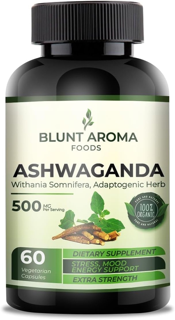 Ashwagandha Extract Capsule - Grote sterkte 5200mg poeder. Blended Ginger Root, Kurkuma Curcumin, Alkanet Root en Black Pepper - 60 capsules - 2 maand levering