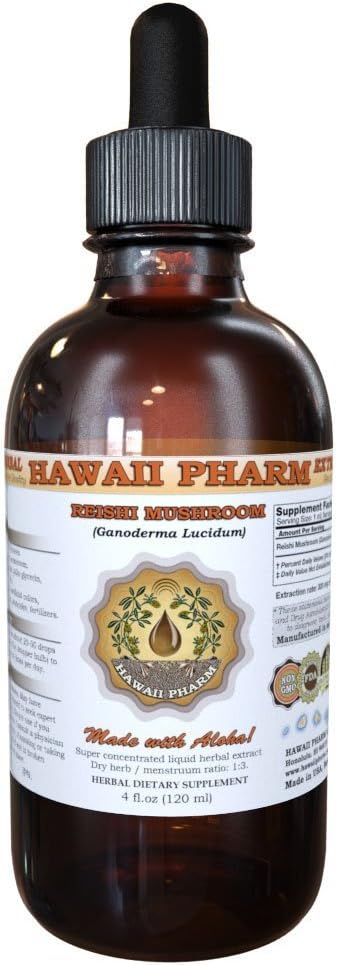 Reishi Extrait liquide - Tonique des Empereurs, Bio Reishi Champignon (Ganoderma Lucidum) Teinture, supplément à base de plantes, Hawaii Pharm, Fabriqué aux États-Unis, 2 fl.oz