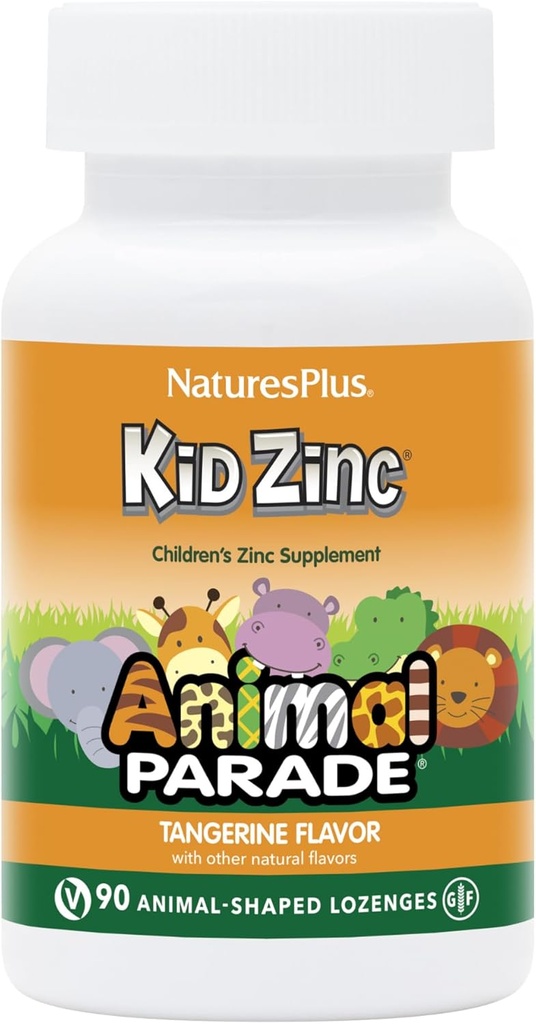 Natures Plus Animal Parade KidZinc, Tangerine Flavor - 90 Animal-Shaped Lozenges, Pack of 2 - Organicly Chelated Zink - Vegan, Gluten Free - 180 Totaal porties