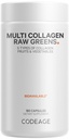 Codeage Multi Collageen Proteïne + Biologische Raw Greens Superfood Capsules Supplement, 21 Fruit & Veggies, Grass-Fed Gehydrolyseerde Collageen Peptiden, 5 Types All-in-One, 180 Tellen