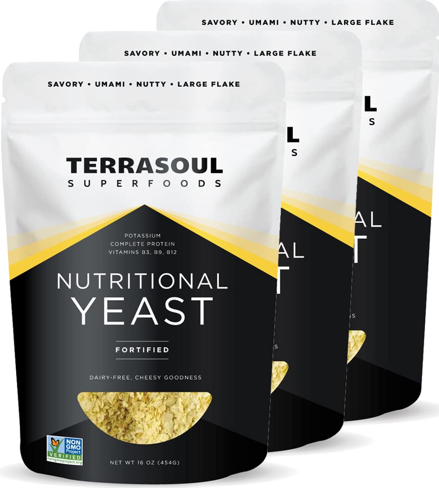 Terrasoul Superfoods Premium Nutritional Gist Flakes, 3 Lbs (pakket van 3), Verstevigde, Savory Superfood voor Vegan kaas, Seizoenen, en Plant-Based Protein Boost