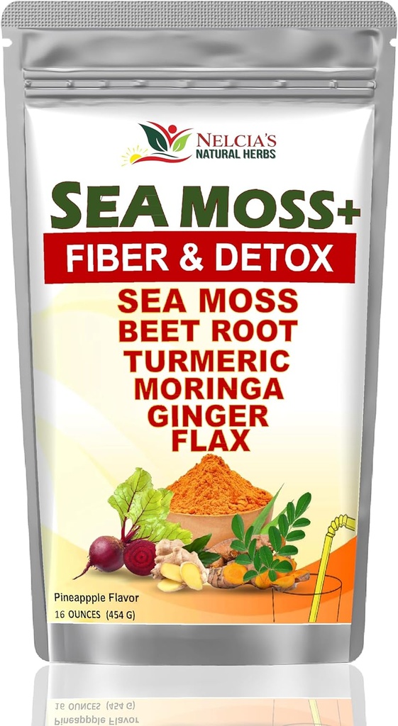 Melk thestile met Sea Moss en Turmiric Supplement Powder for Immune support, Body Cleanse en detox Include BeetRoot, Moringa, Dandelion, Burdock en ongewassen zaden 