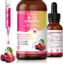 Vitamine B12 5000 mcg Liquid Drops Alle Natuurlijke Plant Superfood Gezonde Energie Hersen Booster Neuron Ondersteuning Zenuwstelsel Natuurlijke Energie Mood Geheugen 60ml Net Wt Cherry Flavor