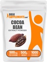 BulkSupplements.com Poudre d'extrait de cacao - Supplément de cacao - Sans sucre, végétalien et sans gluten, 500mg par portion, 500g (1,1 lb) (paquet de 1)