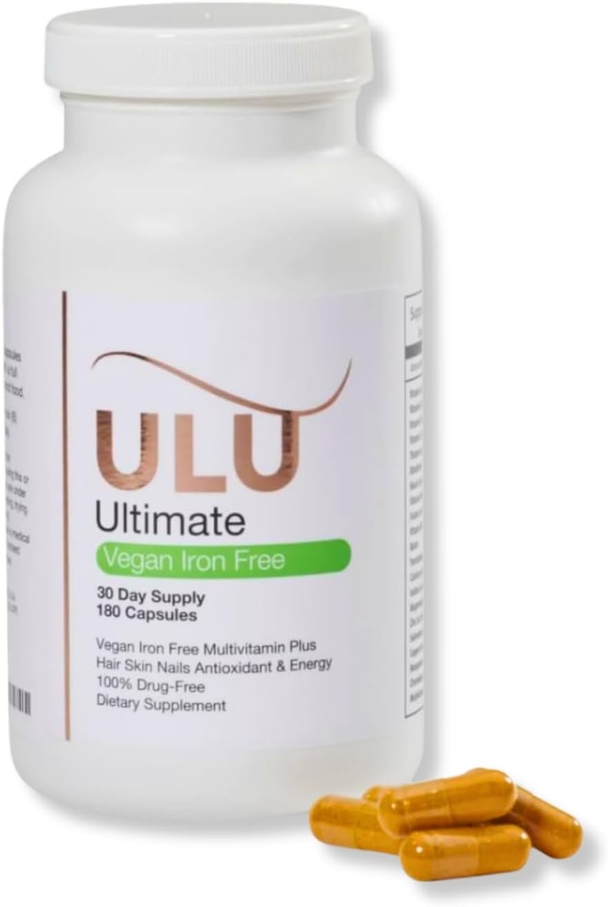 Ultimate Multivitamin: Vegan, Iron Free, Promotes Stronger Hair, Skin, & Nails and Improves Antioxidant & Energy with Better Sleep & Less Stress - 180 Capsules (30-Day Supply)