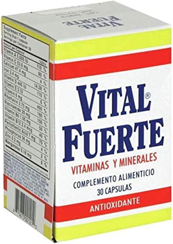 Vitale Fuerte, vitamines en mineralen supplement, 30 capsules, fles.