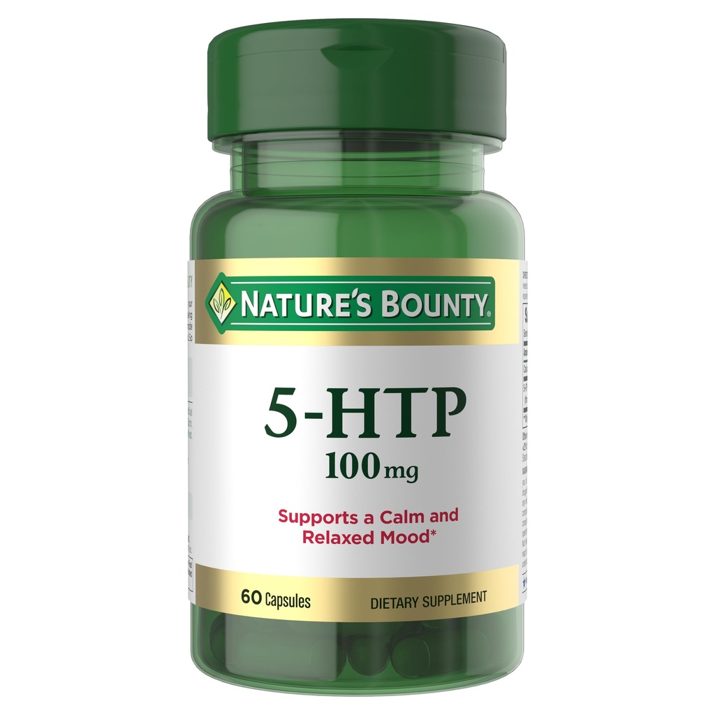 Bounty de la nature 5-HTP pilules et supplément alimentaire, soutient une humeur calme et relaxante, 100mg, 60 Capsules