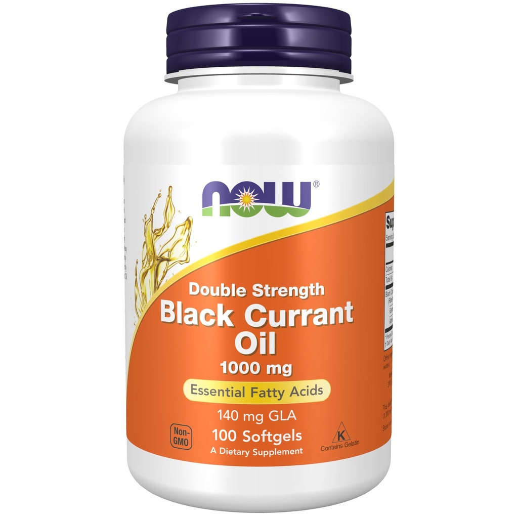 NOW Foods Supplements, Black Currant Oil 1000 mg dubbele sterkte met 140 mg GLA (Gamma-Linoleenzuur), 100 Softgels