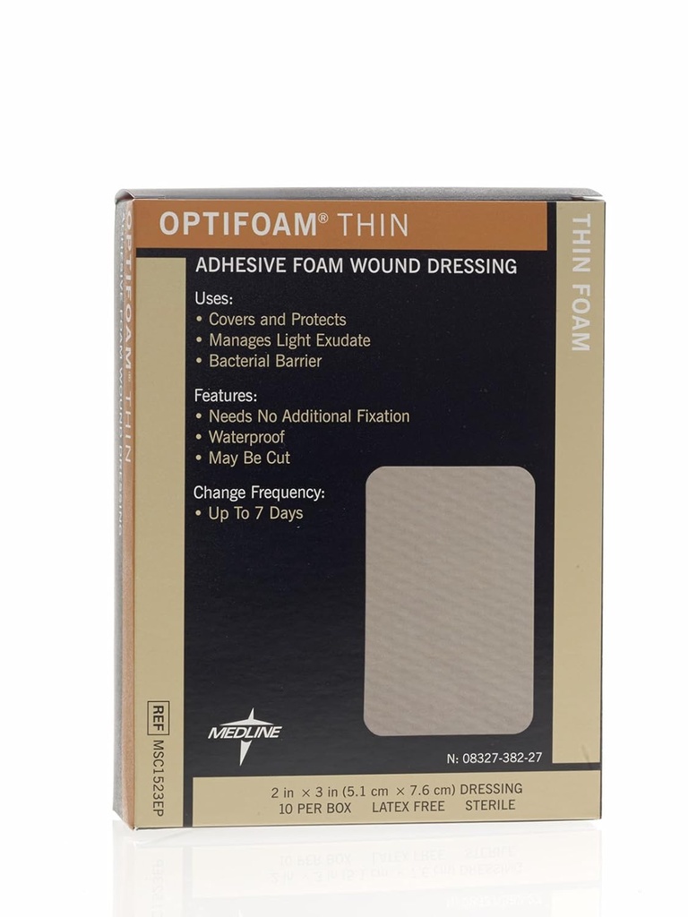 Medline Optifoam Dun lijmjurk, 2" x 3" (verpakking van 10)