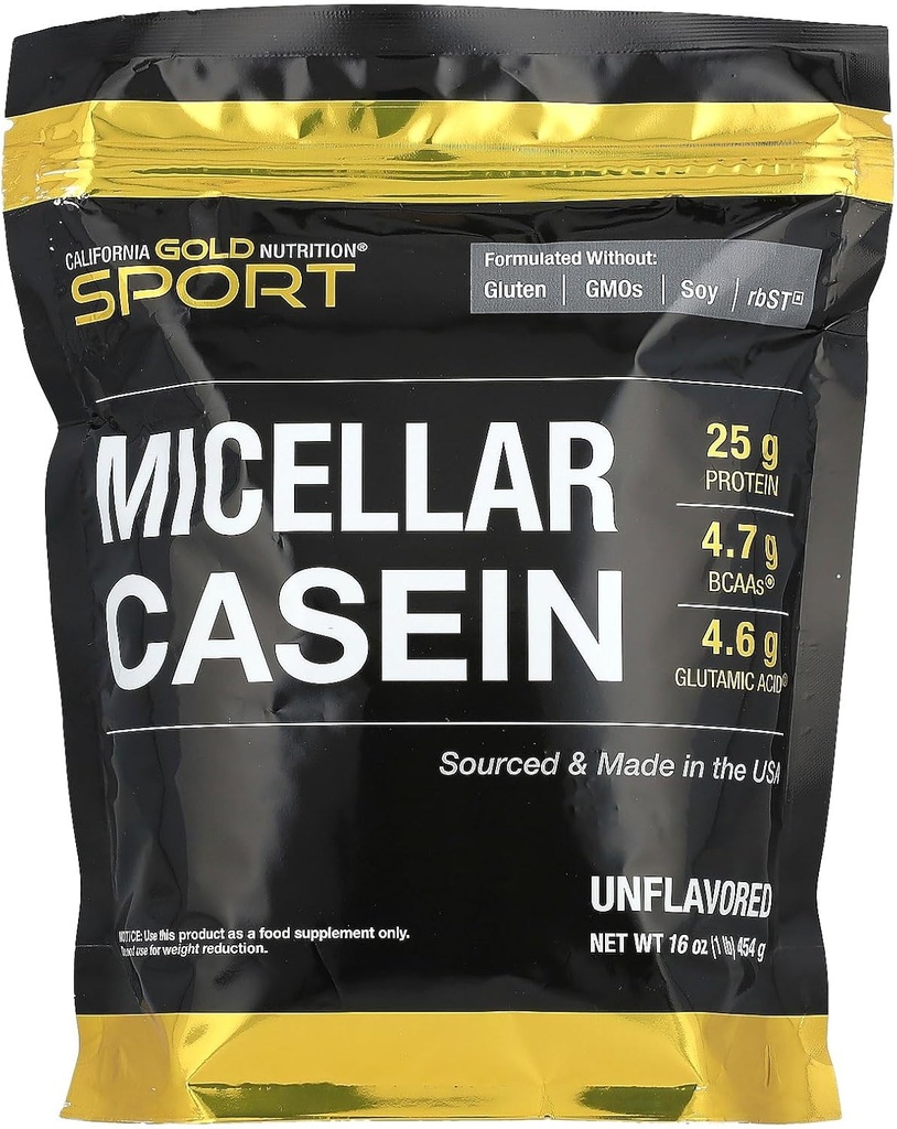 California Gold Nutrition Sport, Micellar Casein, Unflavored, Slow Absorptie, 16 oz (454 g)