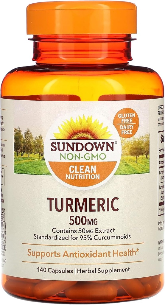 Sundown Kurkuma Supplement, 500 mg, Ondersteunt Antioxidant Health, 140 Capsules