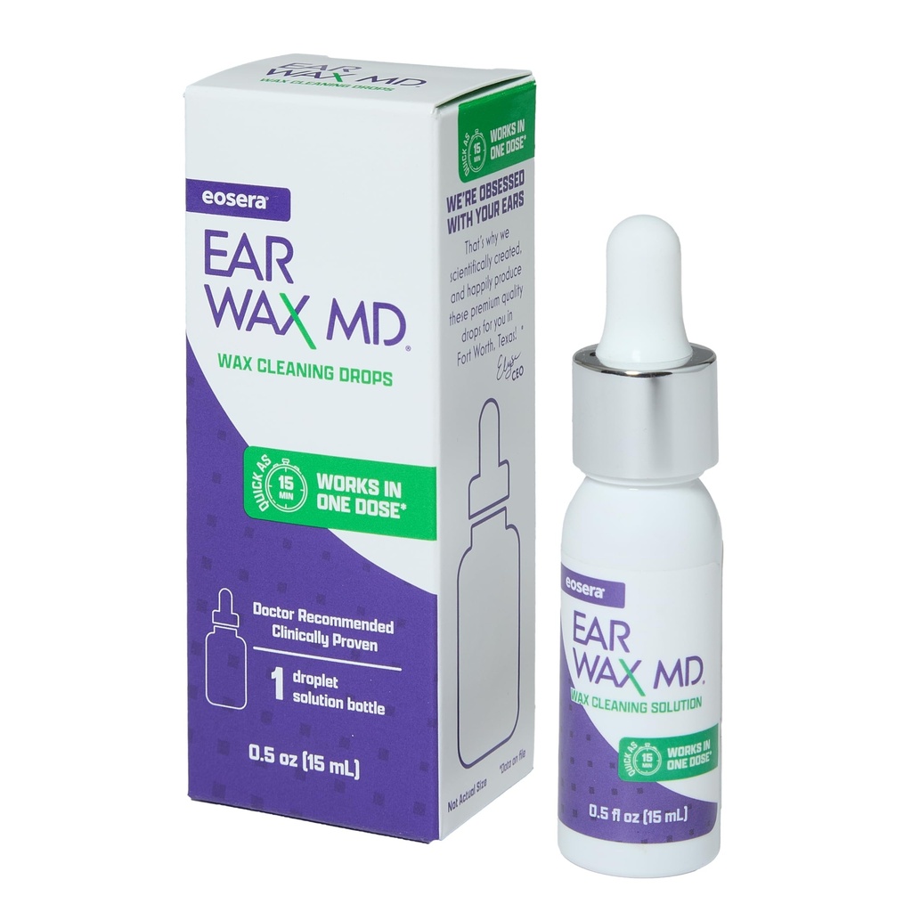 eosera® oorwax MD® - oorwax verwijdering druppels - breekt omlaag & lost oorwax in slechts 1 behandeling - arts aanbevolen & klinisch bewezen - zacht & veilig - 15 ml