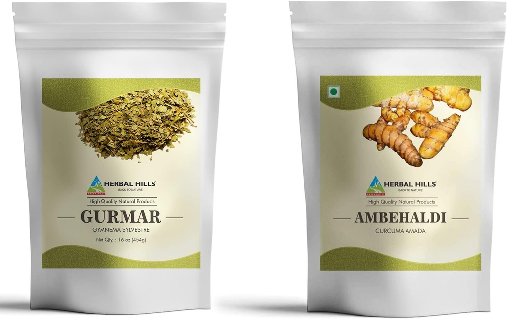 HERBAL HILLS Gurmar Powder & Ambehaldi Powder 