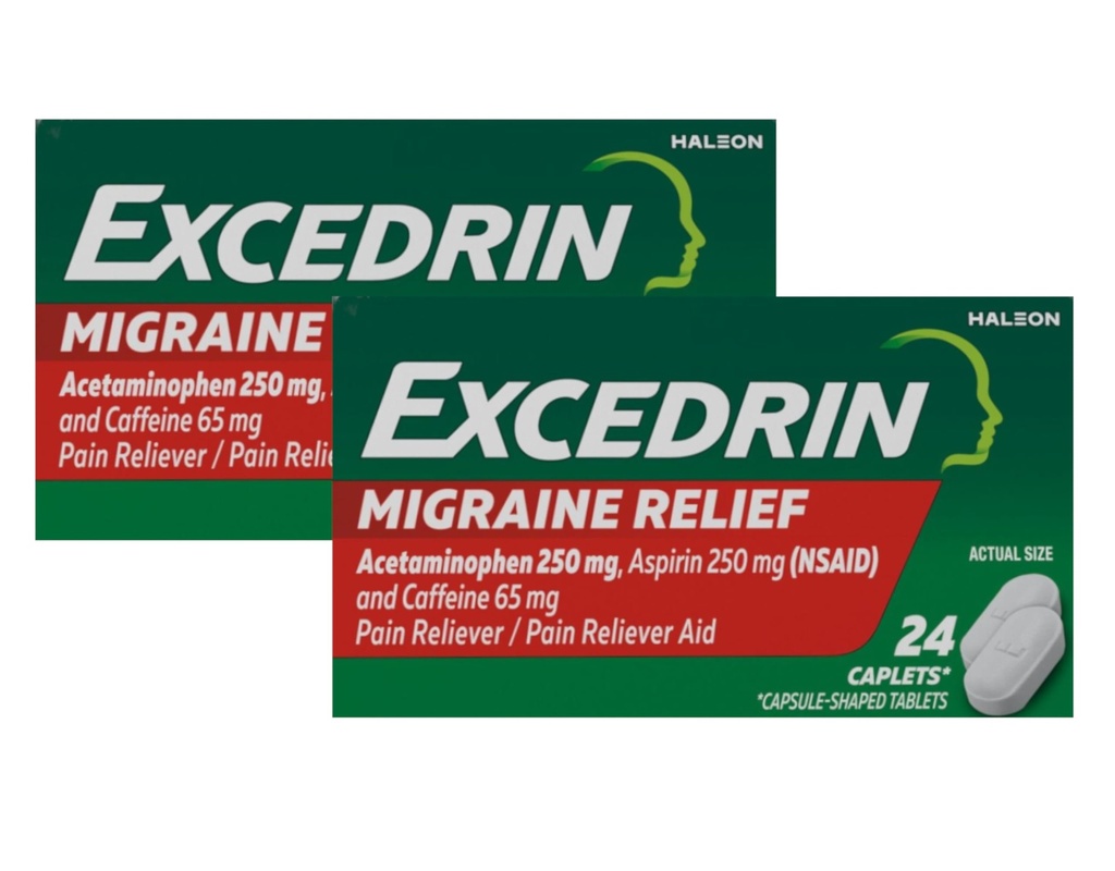 Excedrine Migraine Pain Reliever Caplets, 24 Telling (pakket van 2)