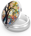 Pill Box 3 Compartiment petit cas de pilule, Portable pour Pocket ou Purse Pill Organizer Porte-conteneur Pill pour tenir les vitamines, les médicaments, l'huile de poisson et les suppléments (arbre noir de vie)