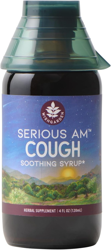 WishGarden Kruiden Serious Cough AM Soothing Syrup - Natuurlijke kruiden Dagen Niet-Drowsy Cough Suppressant voor volwassenen met vlierbessen Kalmen Cough Reflex, Normaliseert Mucus Productie, Opent Borst, 4oz