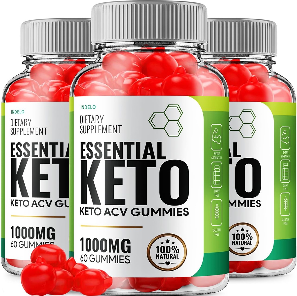 (3 Pack) Essential Keto ACV Gummies - Advanced Formula Essential Keto + ACV Weight Management Gummies Apple Cider Vinegar Keto Essential Dietary Supplement Beoordelingen Vitamine B12 B6 (180 Gummies)