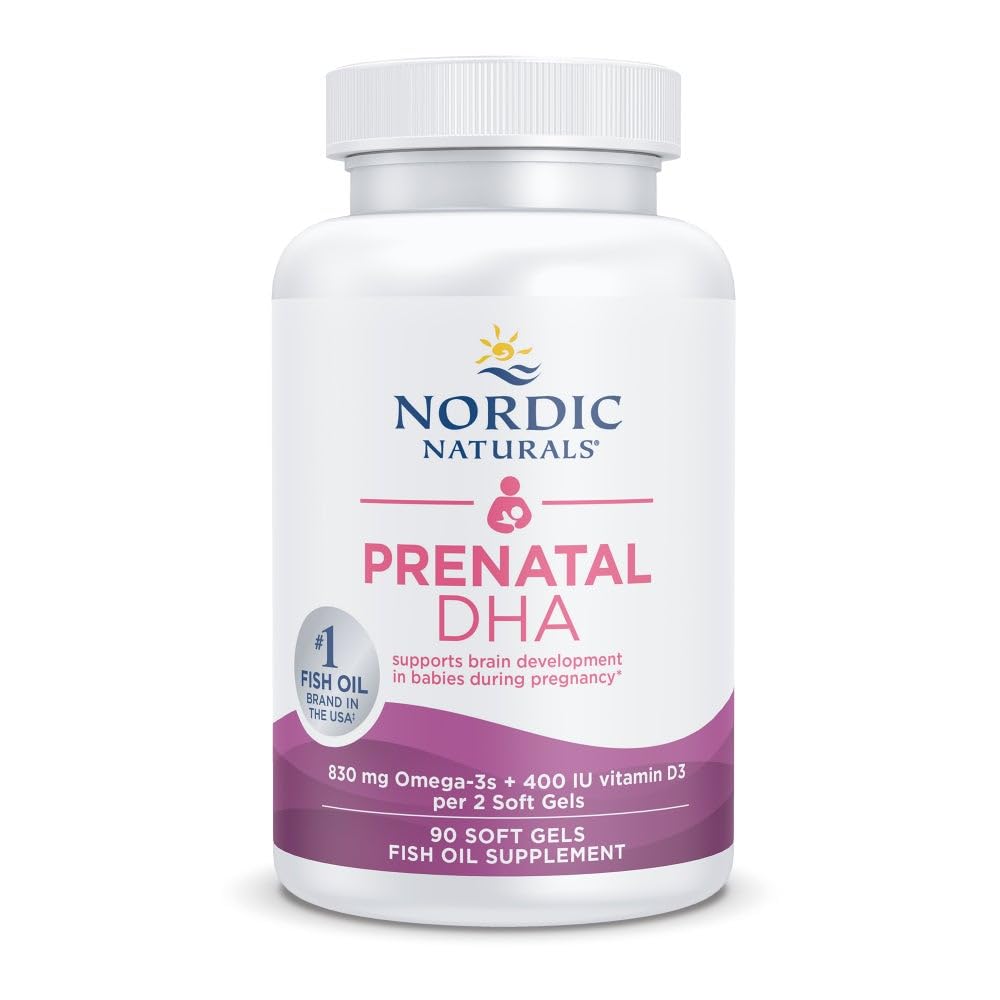Nordic Naturals Prenatale DHA, Unflavored - 90 Zachte Gels - 830 mg Omega-3 + 400 IE Vitamine D3 - Ondersteunt de ontwikkeling van hersenen bij baby's tijdens de zwangerschap en borstvoeding - Non-GMO - 45 Servingen