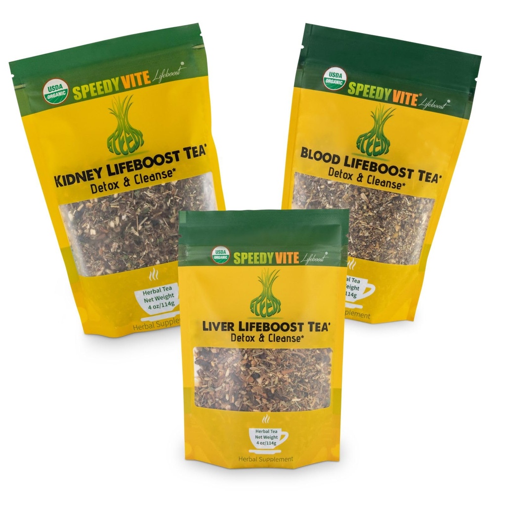 Speedyvite Tea Total Detox & Cleanse Combo: Blood Cleansing Tea 4oz + Nierblaas Thee 4oz + Lever Detox Tea 4oz Natuurlijke Kruidensupplement