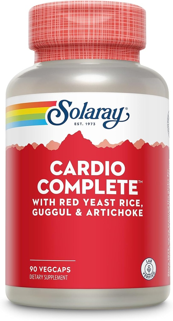 SOLARAY Cardio Compleet met Rode Gist Rijst, Guggul & Artichoke Extracten, Plus B Vitaminen en nog veel meer - Lab geverifieerd, 60-dagen garantie - 45 porties, 90 VegCaps