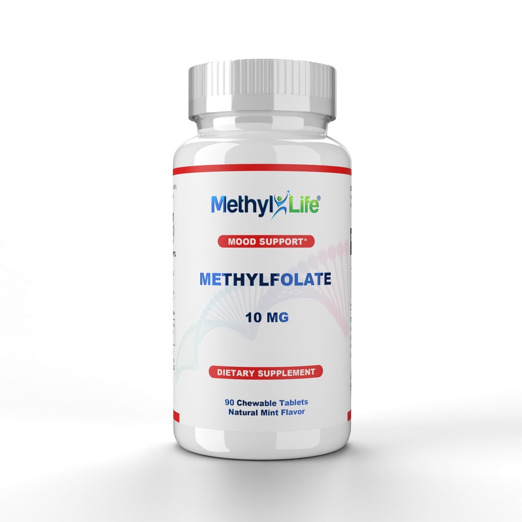 Methyl-Life® L-Methylfolaat 10 mg - Kauwbare actieve folaattabletten met ultrazuivere vorm van Cerebrofolaat® (L-5-MTHF, Calcium) 