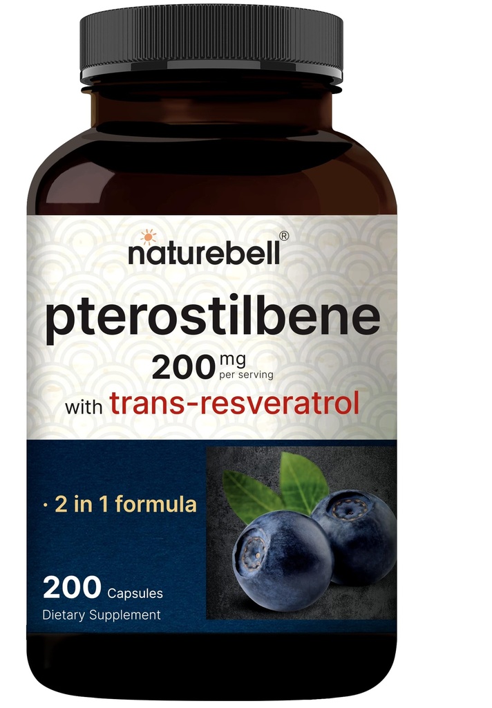 Pterostilbene met 98% Trans-Resveratrol, 200mg Per Serving, 200 Capsules 