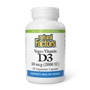 Facteurs naturels Vitamine végétalienne D3 2000 UI - soutient la santé des os et des immunes - Cholecalciferol à base végétale - Capsules végétariennes - 90 Capsules (90 portions)