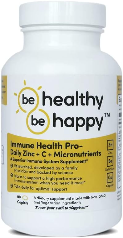 Soyez en bonne santé ! Soyez heureux ! Immune Health Pro – Supplément du système immunitaire supérieur pour le Zinc quotidien + C + Micronutriments