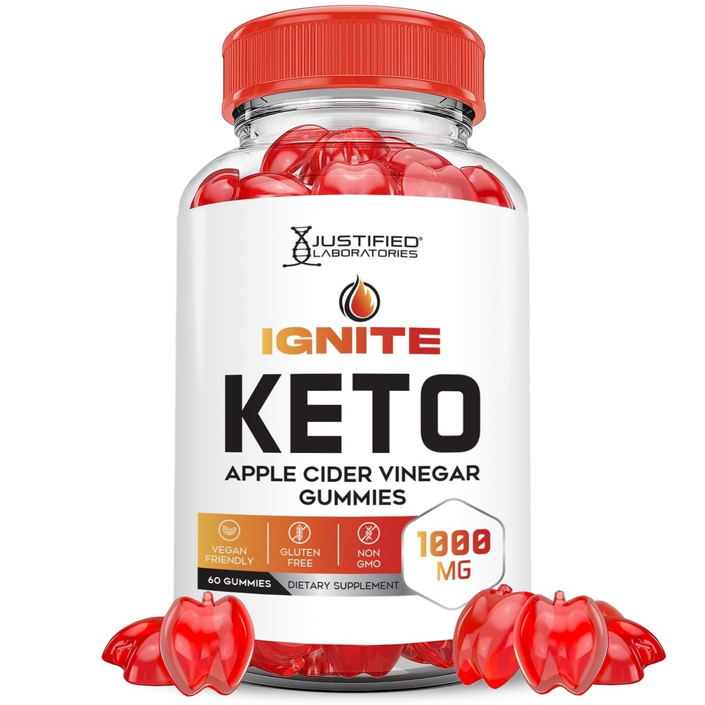 Laboratoires justifiés Ignite Keto ACV Gummies Advanced 1000MG Ignite Keto Gummies Formula Apple Cider Vinegar Formulé avec Pomegranate Beet Juice Powder B12 Vegan Non OGM 60 Gummys