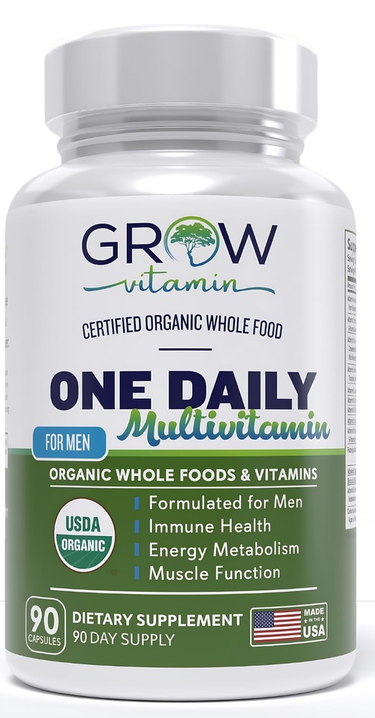 Une multivitamine quotidienne pour les hommes - avec des vitamines et minéraux + aliments organiques entiers, supplément pour stimuler l'énergie, santé générale - non-OGM - 90 capsules
