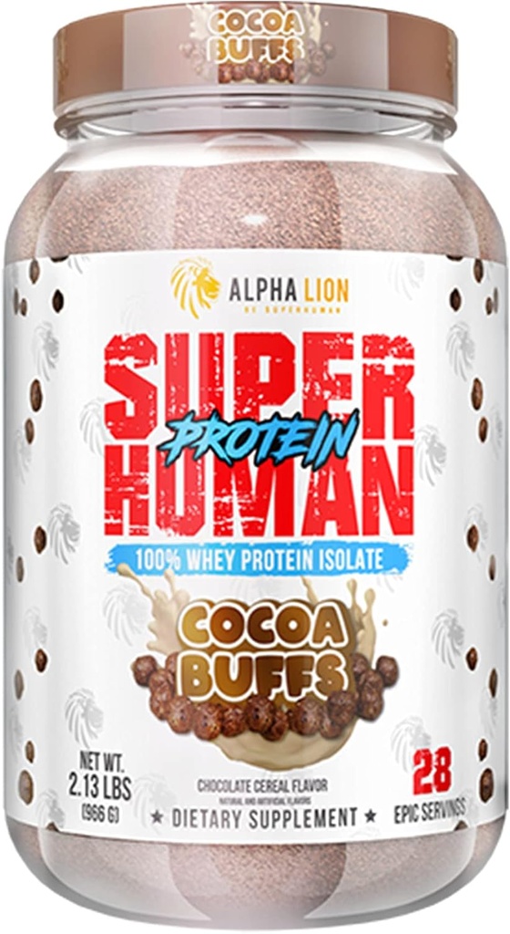 ALPHA LION Superhuman Wei Proteïne Poeder, Grote Proeverij Pure Wei Proteïne Isolaat, Lage Carb, Lage Suiker, Geen Bloat Post Workout, Spierherstel & Groei (28 Servers, Cacao Buffs)
