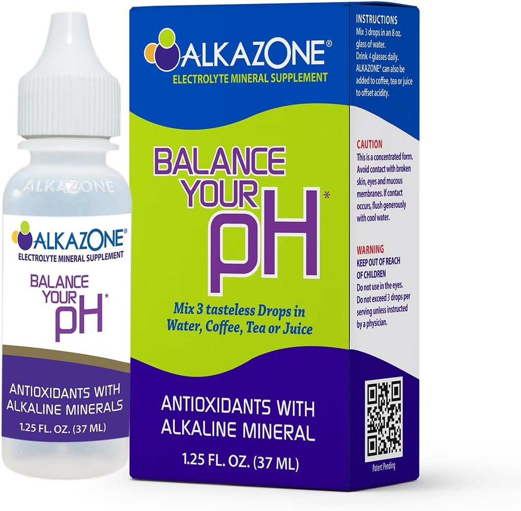 Alkazon Balance Uw pH, Antioxidanten Alkaline Mineral Drops, Single 1,25 Oz Pack, Draagbaar, Opbrengsten 10 Gallon alkaline, antioxidant Water, Unflavored, pH Balance, Hydration