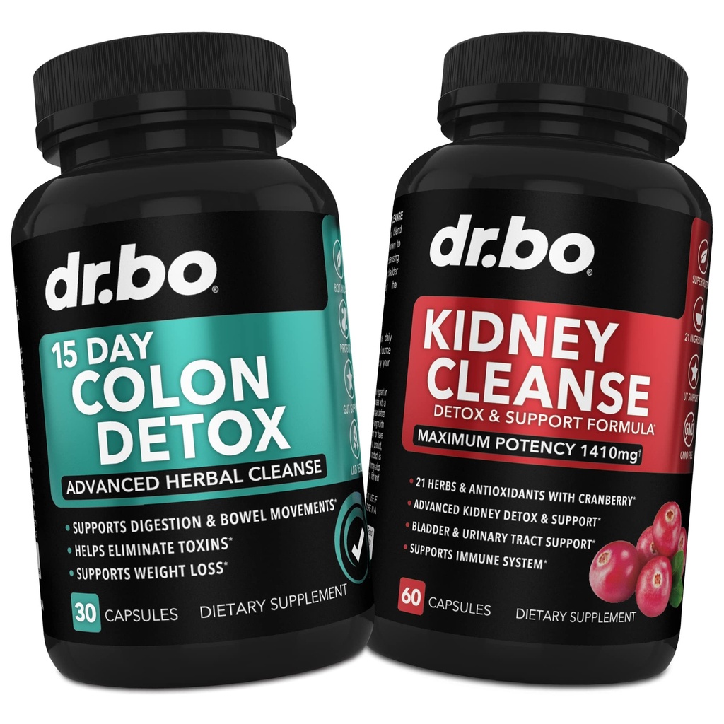 Colon & Nierreiniging Detox Ondersteuning Supplement - 15 dagen Intestinaal reinigen pillen & Probiotica voor opgeblazen en dagelijkse Bowel beweging Flush - Help ondersteunen nieren, blaas en urinetrek gezondheid