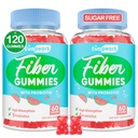 2 verpakkingen - Vezelgummy's voor volwassenen, suikervrije probiotica en prebiotische vezelgummy's, met Inuline, Fos & Chicory Root - voor regularity, digestie & Gut Health - Veganistisch, glutenvrij, 120 tellen