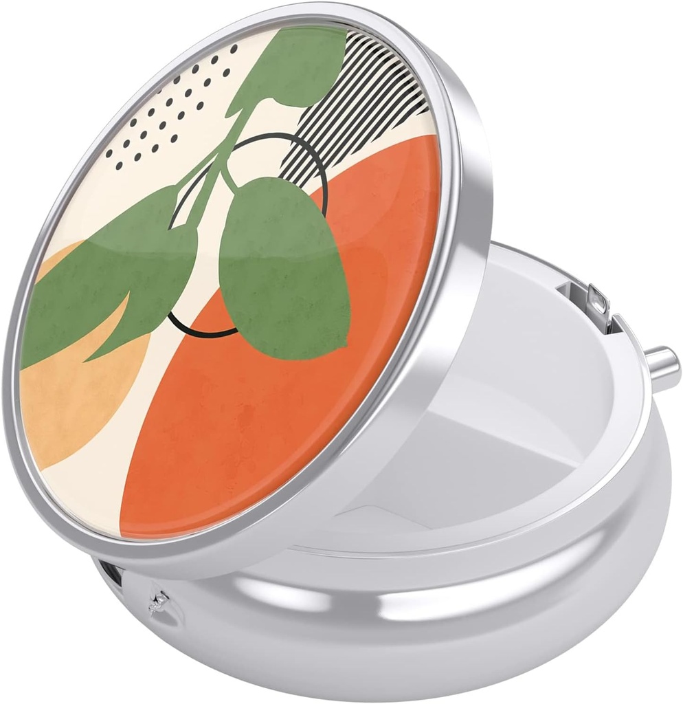 Boîte à pilules Nipichsha, petit étui à pilules pour la purse et la poche, organisateur mignon de médicaments de voyage, porte-conteneur de médicaments portables pour contenir des vitamines, médicaments, huile de poisson et suppléments, plantes tropicales
