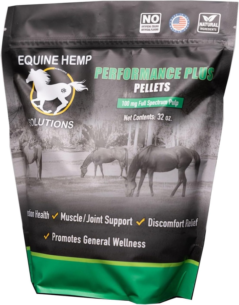 Prestatie Plus Equine Hennep Supplement 100mg - 32 oz - Officiële Equine Hennep Product van de PRCA, WPRA, WSTR en RSNC