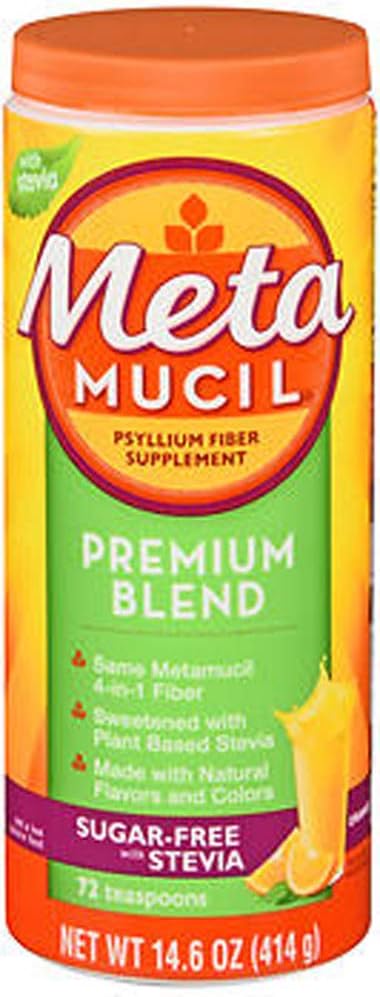 Metamucil Premium Blend Psyllium Fiber Powder Sugar-Free met Stevia Orange - 14,6 oz