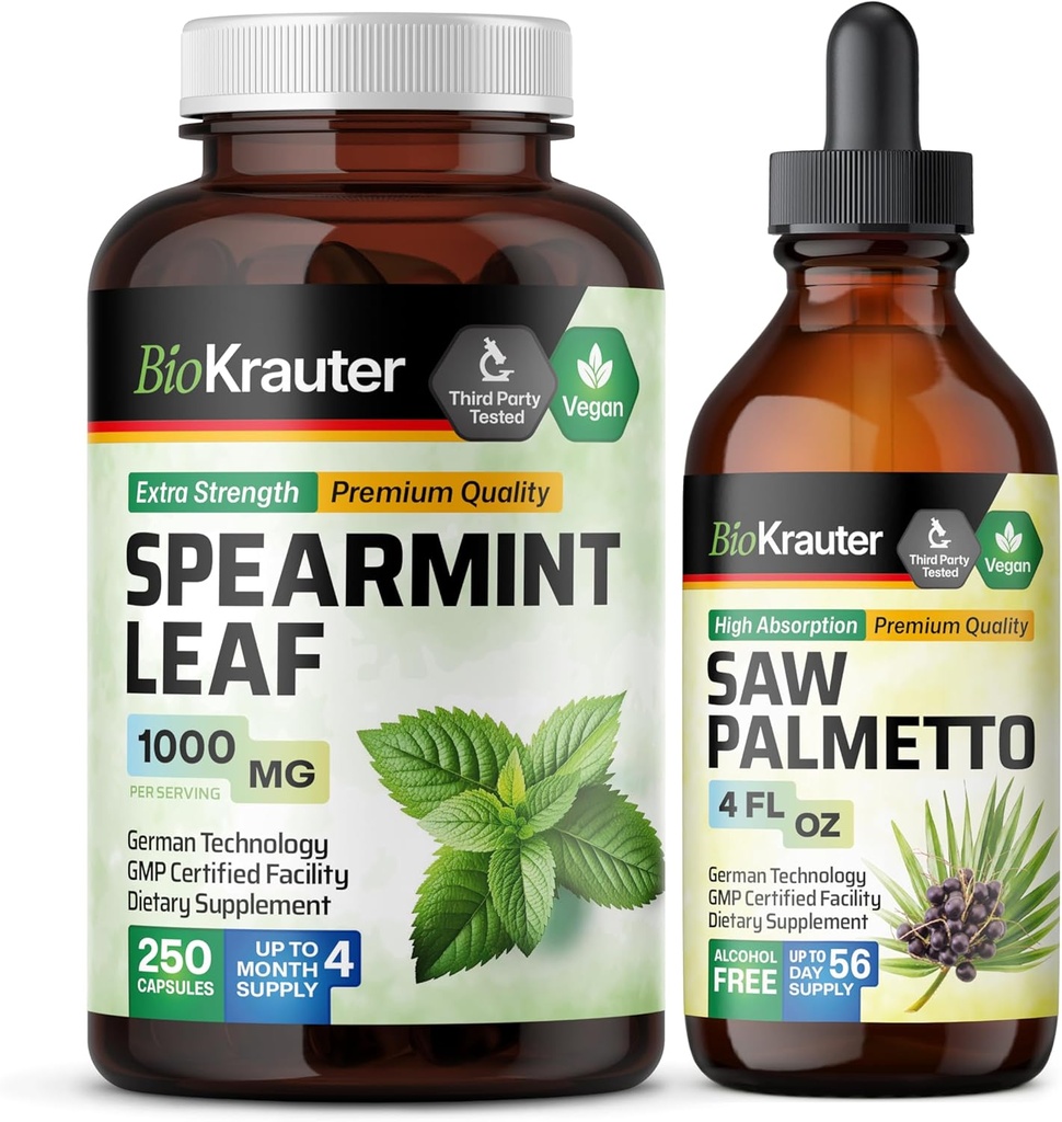 BIO Krauter Spearmint 250 Capsules & Saw Palmetto Tinctuur 4 Fl. Oz.