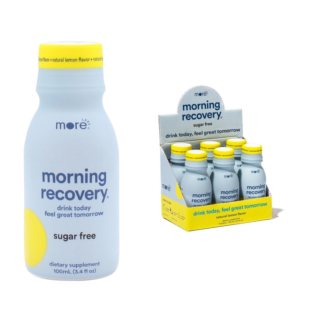 Ochtendherstel Electrolyte, Melkdistel Drank Eigen Formulatie te Hydrateren tijdens het drinken, Zeer Oplosbare vloeibare DHM, Niet GGO, Veganistisch, Glutenvrije, Suikervrije Citroen, Pack van 6